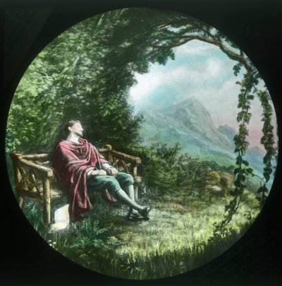 Christian hviler i arbor og mister rullen sin, c1910. av Unbekannt