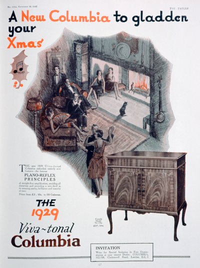 Juleannonse for Columbia-grammofoner, 1928 av Unbekannt