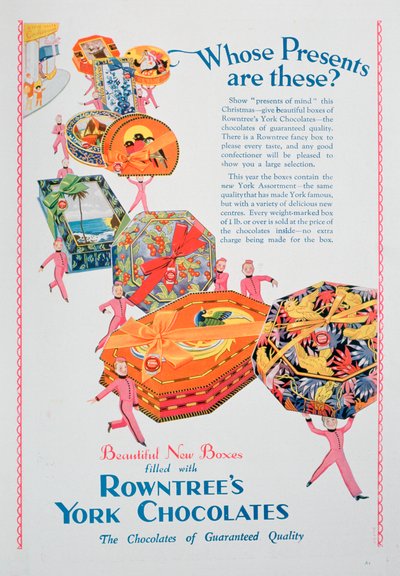 Juleannonse for Rowntrees York Chocolates, 1928 av Unbekannt