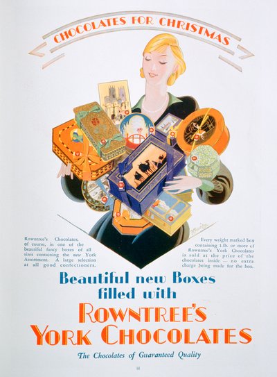 Juleannonse for Rowntrees York Chocolates, 1928 av Unbekannt