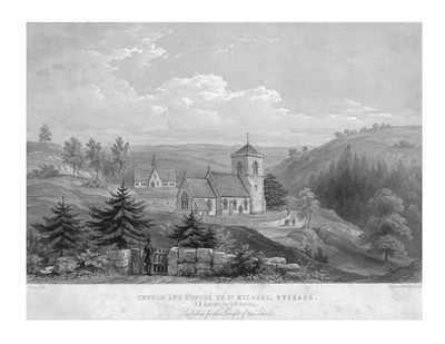 St. Michaels kirke og skole, Bussage, c1800. av Unbekannt