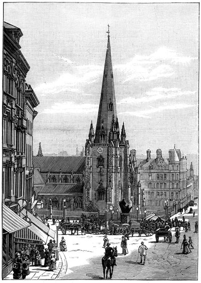 Church of St Martin i Bull Ring, Birmingham, West Midlands, 1887 av Unbekannt