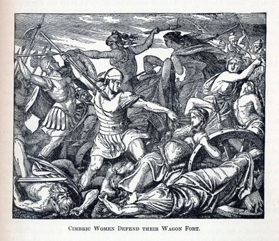 Cimbric Women forsvarer vognfortet sitt, 1882 av Unbekannt