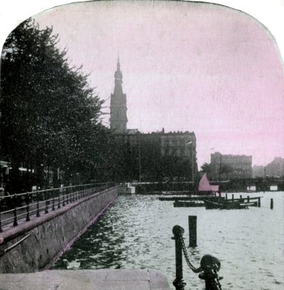 Rådhuset og Alster, Hamburg, Tyskland, slutten av 1800-tallet av Unbekannt