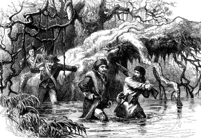 Clark og soldatene hans krysset Wabash, c1778-1779 c1880 av Unbekannt