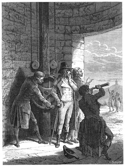 Claude Chappe demonstrerte sitt optiske telegraf semaforsystem i 1793 c1870 av Unbekannt
