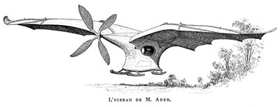 Clement Aders flygende fugl Eole, det første pilotflyet som tok av under egen damp, 1890 av Unbekannt