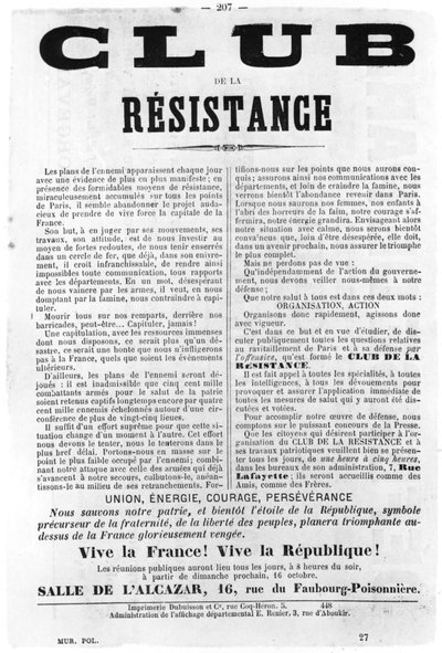 Club de la Resistance, fra franske politiske plakater fra Paris-kommunen, mai 1871 av Unbekannt