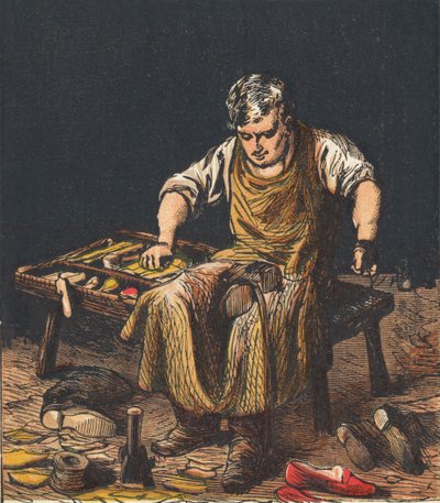 Skomaker reparere støvler, 1867. av Unbekannt