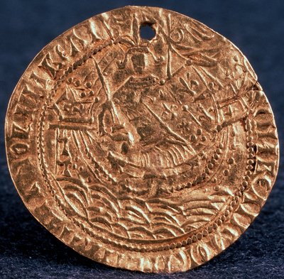Mynt Korabelnik av tsar Ivan III, omvendt: linjal på skipet hans, 1471-1490 av Unbekannt