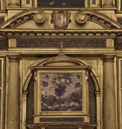 Kollegial kirke. Interiør. Høyalteret. Detalj. Senter. Maleri. Olje på agat. 1624. av Unbekannt
