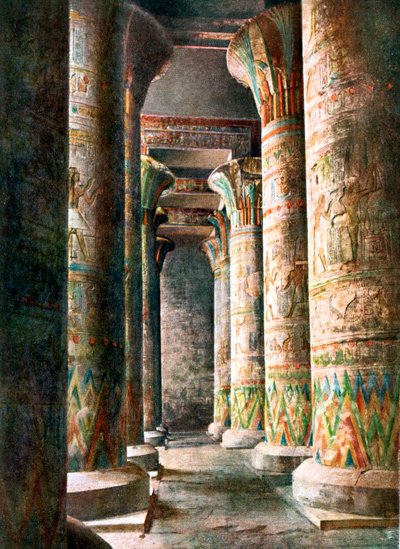 Kolonner, Horus tempel, Edfu, Egypt, 1900-tallet av Unbekannt
