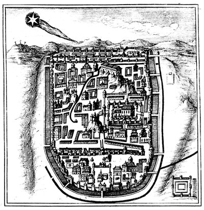 Komet fra 66 AD Halley over Jerusalem, 1666 av Unbekannt