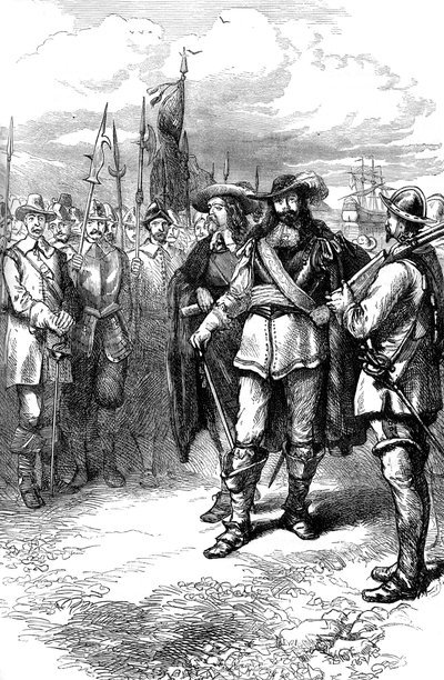 Kommissærer lander i Boston, 1600-tallet c1880 av Unbekannt