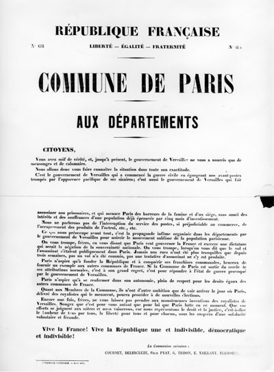 Commune de Paris, fra franske politiske plakater fra Paris Commune, mai 1871 av Unbekannt