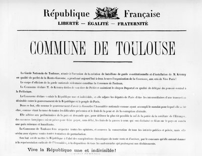 Commune de Toulouse, fra franske politiske plakater fra Paris-kommunen av Unbekannt
