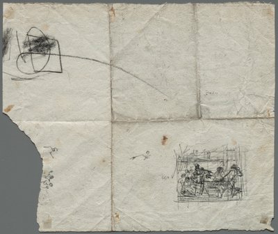 Komposisjonsskisser etter Raphael og andre kunstnere verso, ca. 1800. av Unbekannt
