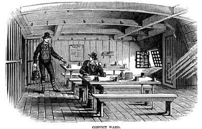 Fangeavdeling om bord på fengselshulken Warrior i Woolwich, London, 1848 av Unbekannt