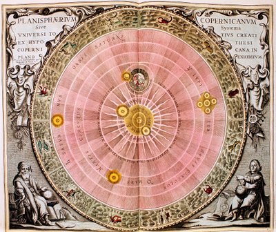 Kopernikansk solsentrert heliosentrisk system av universet, 1708 av Unbekannt