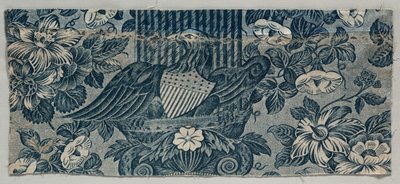 Kobberplatetrykt bomullsfragment med amerikansk ørn, 1830 - 1840. av Unbekannt