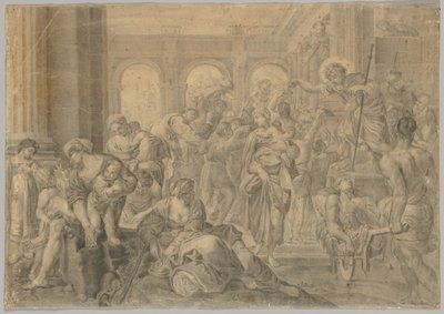 Kopi av Annibale Carraccis St. Roch Giving Alms, 1595 eller senere. av Unbekannt