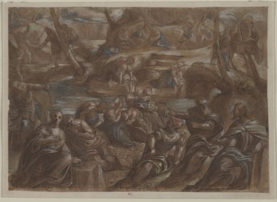 Kopi av Tintorettos Children of Israel Gathering Manna, etter 1594. av Unbekannt