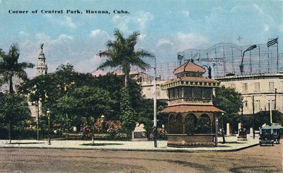 Hjørnet av Central Park, Havana, Cuba, c1910. av Unbekannt