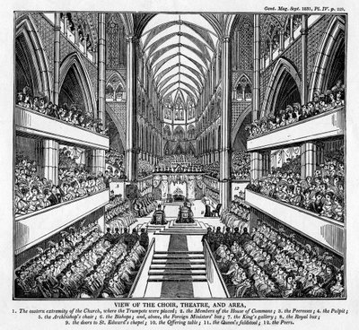 Kroningen av kong William IV og dronning Adelaide, Westminster Abbey, London, 1831 av Unbekannt