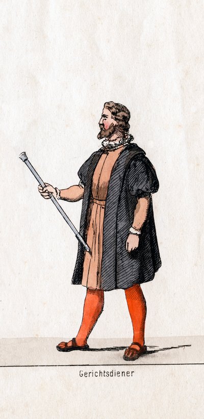 Court usher-kostymedesign for Shakespeares skuespill, Henry VIII, 1800-tallet av Unbekannt