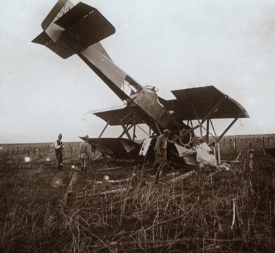 Krasjet fly, Tracy-le-Val, Nord-Frankrike, c1914-c1918 av Unbekannt
