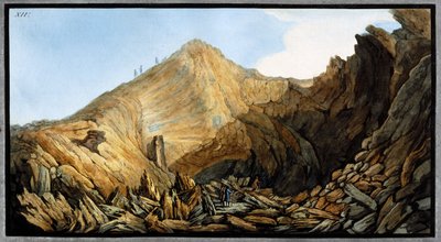 Krater inne i det lille fjellkjeglen, Vesuv, kongeriket Napoli, ca 1761 av Unbekannt