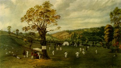 'Cricketkamp mellom Nottingham og Leicester, ca. 1829', 1947. av Unbekannt