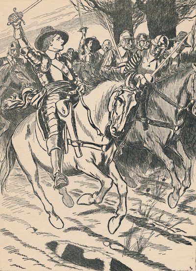 Cromwell leder sine jernsider til kamp, c1907 av Unbekannt