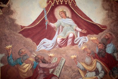 Kronet Mary fresco i Loreto kirke; Praha Tsjekkia av Unbekannt