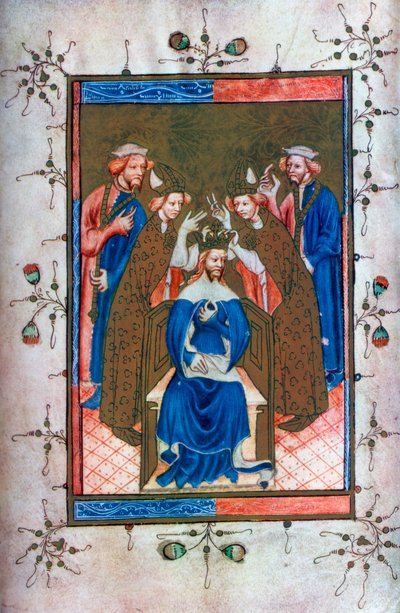 Kroning av en konge, fra Liber Regalis, Westminster Abbey, 1300-tallet, 1937 av Unbekannt