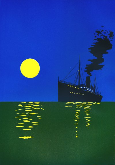 Cruiseskip til sjøs med sol, 1909. av Unbekannt