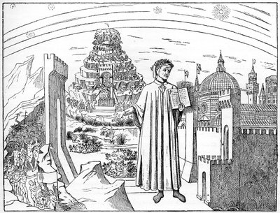 Dante 1265-1321, Firenze og de syv helvetes kretser, 1882 av Unbekannt