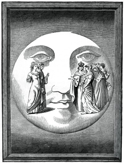 Dante og Beatrice fraktet til månen, 1500-tallet 1870 av Unbekannt