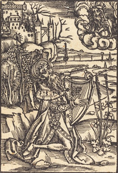 David spiller på harpen, ca. 1500. av Unbekannt