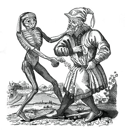 Death and the Jew, en episode fra Dance of Death, 1441, 1870 av Unbekannt