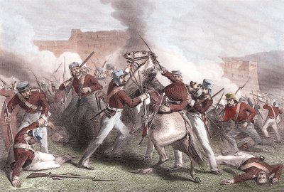 Brigadier Adrian Hopes død, indisk mytteri, 15. april 1858 av Unbekannt