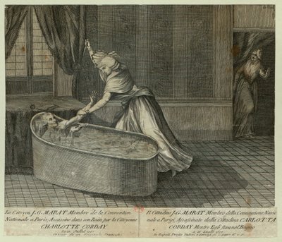 Marats død, ca. 1793. av Unbekannt