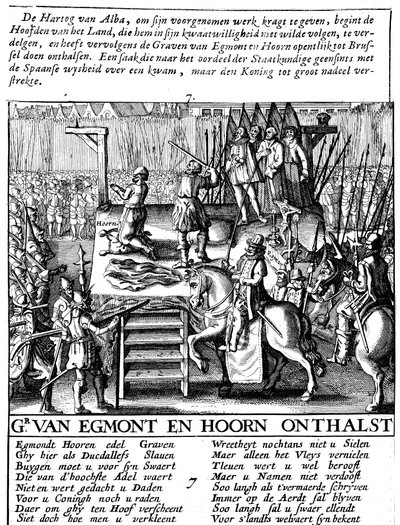 Halshugging av grev Egmont og Hoorn i Brussel under spansk tyranni i Nederland, 1568 av Unbekannt