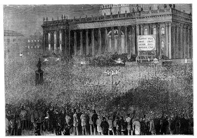 Erklærer resultatet av meningsmålingen under stortingsvalget, Leeds, West Yorkshire, 1880 av Unbekannt
