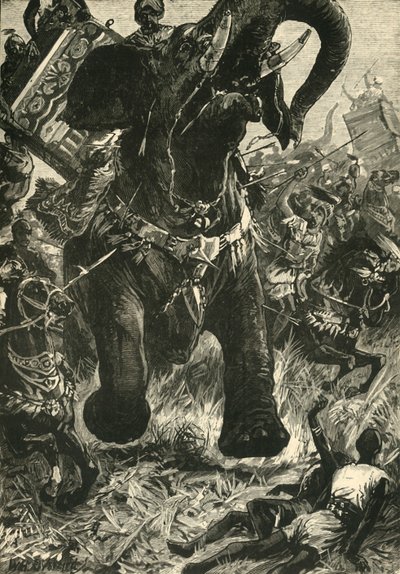 Nederlag av Porus av makedonerne, 1890. av Unbekannt