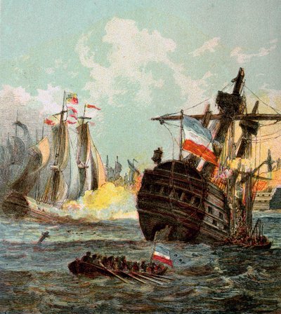 Nederlag av den nederlandske flåten, 1666 c1850-årene av Unbekannt