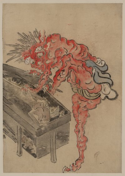 Demon, muligens Ibaraki, åpner en boks, tidlig på 1800-tallet. av Unbekannt