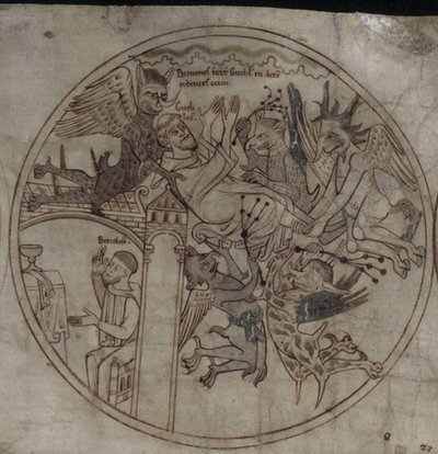 Demoner angriper Guthlac Manuscript Livet til Saint Guthlac, tidlig på 1100-tallet av Unbekannt