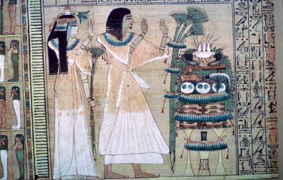 Skildring av en mann og hans kone som ofrer til Osiris av Unbekannt