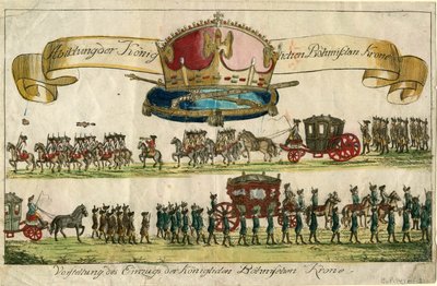 Skildring av Royal Bohemian Crown: Presentasjon av oppføringen av Royal Bohemian Crown, 1743. av Unbekannt